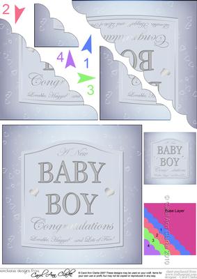 New Baby Boy Champers Label Scallop Corner Stacker