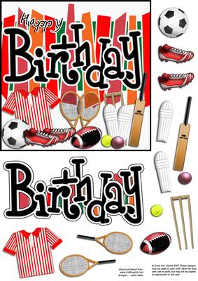 Birthday Sports N Games Quick Card with 3D Decoupage