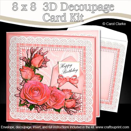 8 x 8 Roses Lace N Pearls Kit with 3D Decoupage