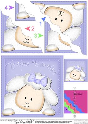 Little Lamb 5th Birthday Side Stacker Topper