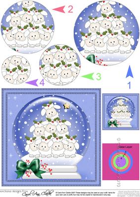 Xmas Little Lambs Snowglobe Circle Pyramage Topper