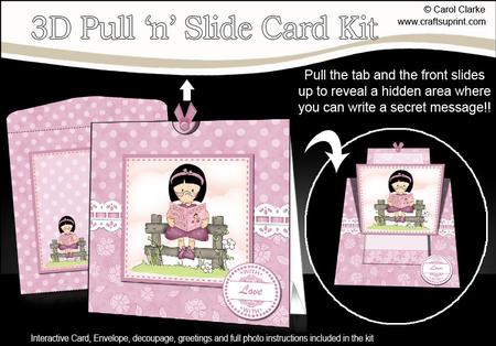 3D Roz Loves Reading Pull N Slide Kit with 3D Decoupage