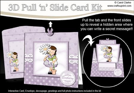 3D Suzi Loves Gardening Pull N Slide Kit with 3D Decoupage