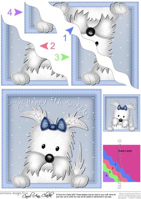 Jock Westie Dog 5th Birthday Side Stacker Topper