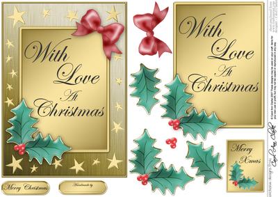 Elegant Christmas Greeting Quick Card with 3D Decoupage