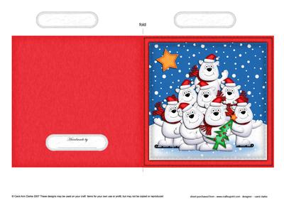 Xmas Polar Bears Quick Cut and Fold Card