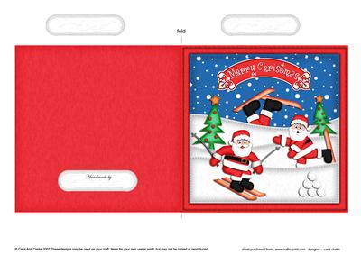 Xmas Skiing Santa Quick Cut and Fold Card