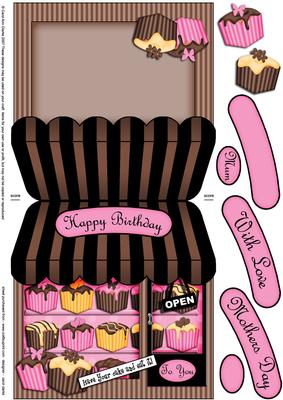 The Little Fondant Fancies Shop Shaped Card N Decoupage