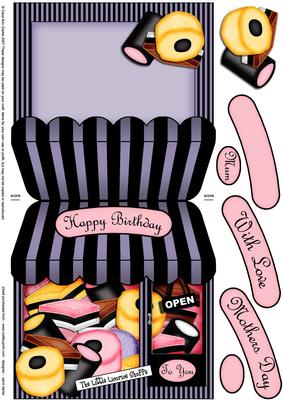 The Little Licorice Shop Shaped Card N Decoupage