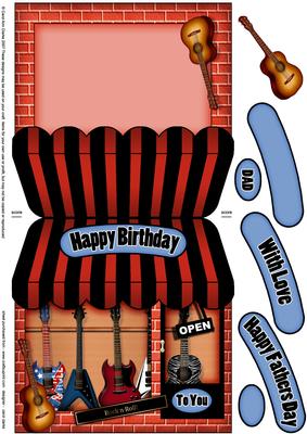 The Little Guitar Shop Shaped Card N Decoupage