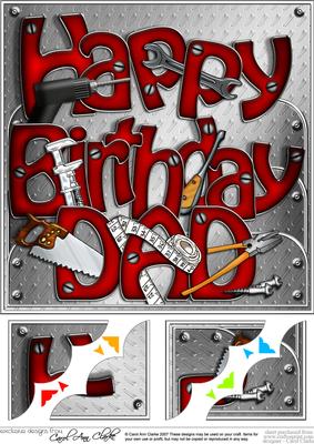 8 x 8 DIY Birthday Dad Scalloped Corner Topper