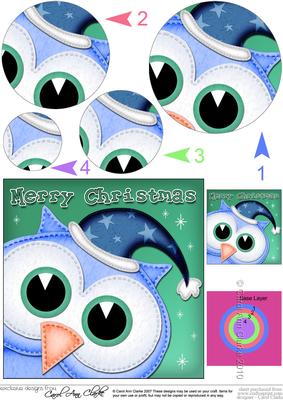 Xmas Little Hoot Owl Circle Pyramage Topper