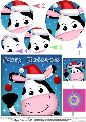 Xmas Milly Moo Cow Circle Pyramage Topper