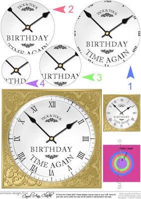 Birthday Clock Circle Pyramage Topper
