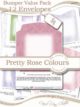 Bumper Value Pack of Square Envelopes in Pretty Rose Colours