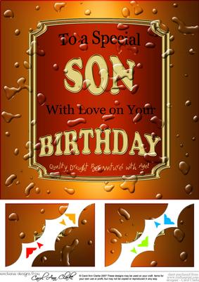 8 x 8 Birthday Son Beer Label Scalloped Corner Topper
