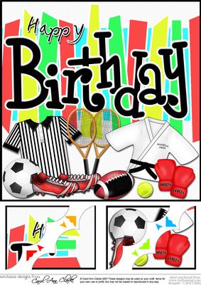8 x 8 Birthday Sports and Games Scalloped Corner Topper