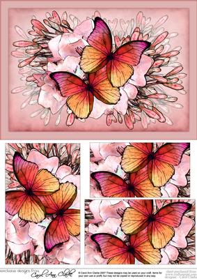 A5 Butterflies N Flowers Pyramage Topper