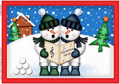 A4 Xmas Singing Snowmen Felties Card Topper