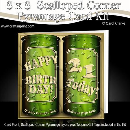8 x 8 21st Birthday Cans of Beer Scalloped Corner Kit