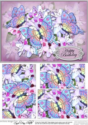 A5 Birthday Flowers N Butterfly Pyramage Topper