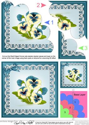 Pansy on Butterfly Lace Shell Edged Corner Side Stacker