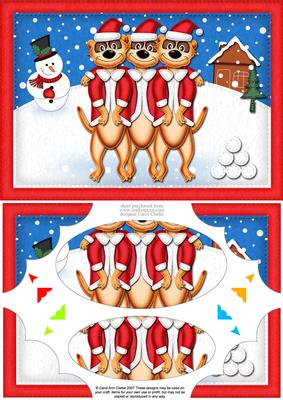 A5 Xmas Meerkats Scallop Corners and Pyramage