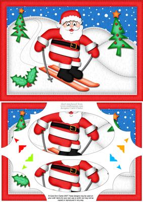 A5 Xmas Skiing Santa Scallop Corners and Pyramage