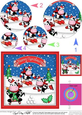Xmas Milly Moo Cow Circle Pyramage Topper