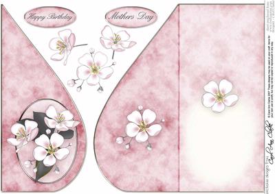 Apple Blossom Teardrop Card