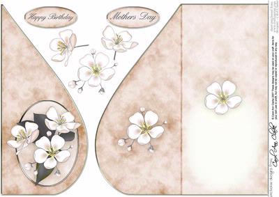 Apple Blossom Teardrop Card