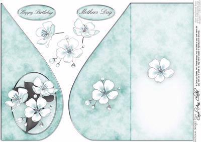 Apple Blossom Teardrop Card