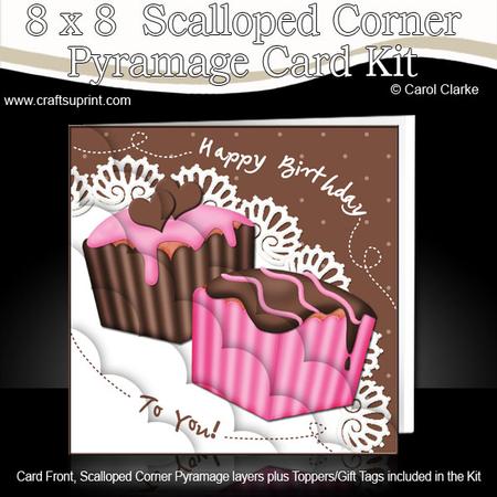8 x 8 Fondant Fancies Birthday Cakes Scalloped Corner Kit