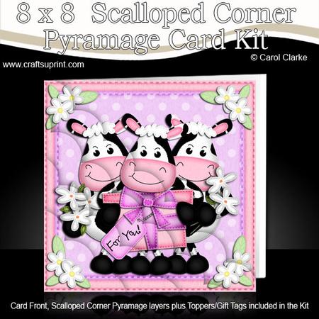 8 x 8 Milly Moo Cow N Friends Scalloped Corner Kit