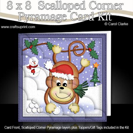 8 x 8 Xmas Chunky Monkey Card Kit with Scalloped Corners