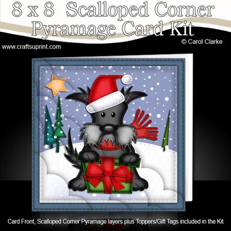 8 x 8 Xmas Hamish Scottie Dog Card Scalloped Corner Kit