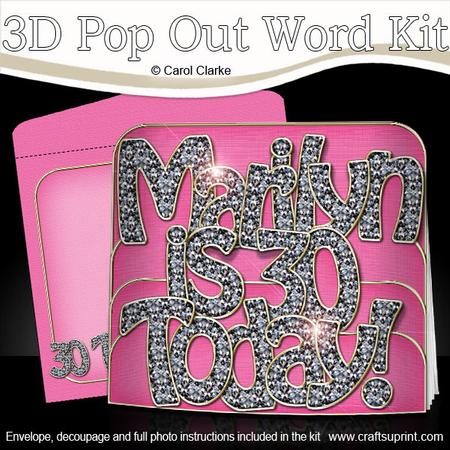 3D Marilyn is 30 with Bling Pop Out Word Card Kit