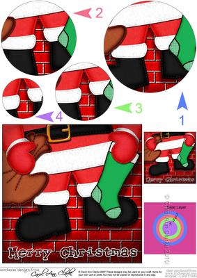Xmas Santa Got Stuck Circle Pyramage Topper