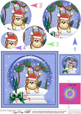 Xmas Chunky Monkey Snowglobe Circle Pyramage Topper