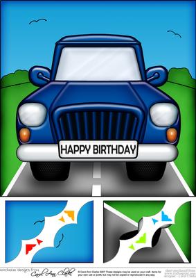 8 x 8 Fun Car Scalloped Corner Topper