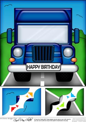 8 x 8 Fun Lorry Scalloped Corner Topper