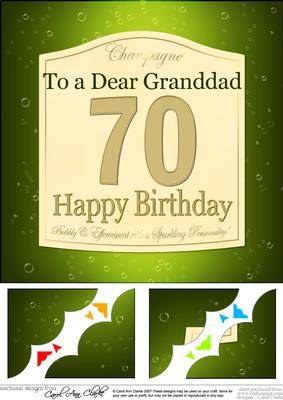 8 x 8 70th Birthday Granddad Champagne Label Scalloped Corn
