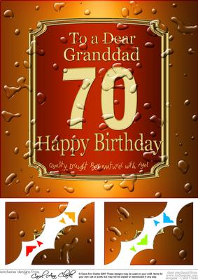 8 x 8 70th Birthday Granddad Beer Label Scalloped Corner
