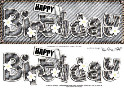 Large Dl Happy Birthday Denim N Daisies Quick Card Decoupage