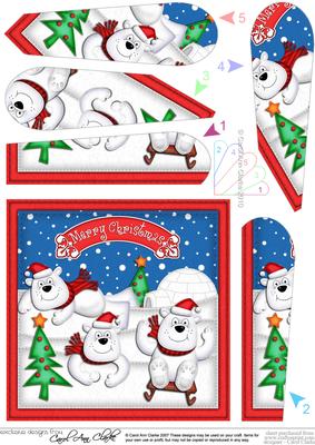 Xmas Polar Bears Fan Pyramage Topper