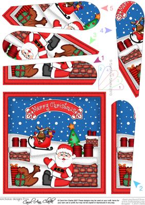 Xmas Rooftop Santa Fan Pyramage Topper