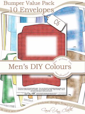 Bumper Value Pack of C6 Envelopes in Men's DIY Colours