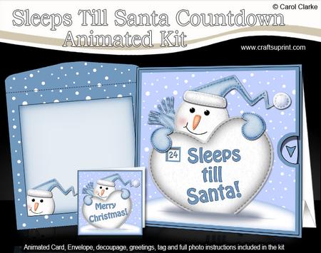 3dxmas Snowman Sleeps Till Santa Countdown Moveable Card