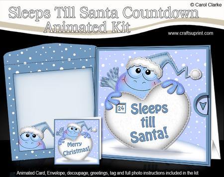 3D Xmas Frog Sleeps Till Santa Countdown Moveable Card