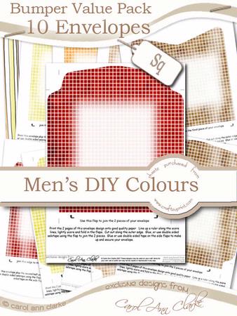 Bumper Value Pack of Square Envelopes in Men's DIY Colours